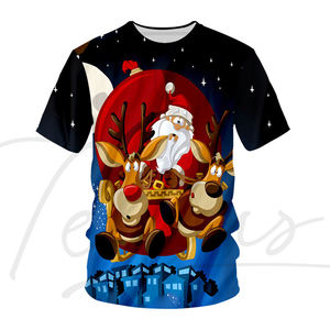 Camisetas navideñas impresas personalizadas de alta calidad, camisetas navideñas de sublimación, camisetas navideñas cómodas de gran venta - Product Image 1
