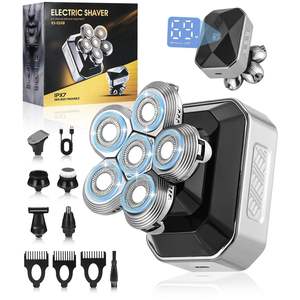 Afeitadora Eléctrica Rotatoria Impermeable IPX7 para Hombre, Recortadora de Barba y Cabeza Calva con Pantalla, para Uso en Seco y Húmedo, Reemplazo para Aplicaciones en RV - Product Image 1