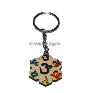 Porte-clés en bois akra, symboles colorés imprimés sur les chakras, pour la vente de symboles colorés imprimés, pièces - Product Image 4