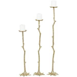 Handcrafted <b>Gold</b> Metal <b>Candle</b> Holder Set of Three Elegant Modern <b>Pillar</b> <b>Candle</b> Stands for Home Dining & Festive Decor - Product Image 1