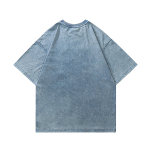 100% algodón holgado de alta calidad, ropa de calle holgada, camiseta con logotipo personalizado bordado impreso, camiseta de lavado ácido para hombres - Product Image 4