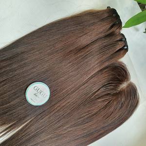 Extensiones de cabello humano natural con cierre y paquetes de peluca marrón vietnamita al por mayor sin etiquetas ni desprendimiento - Product Image 2