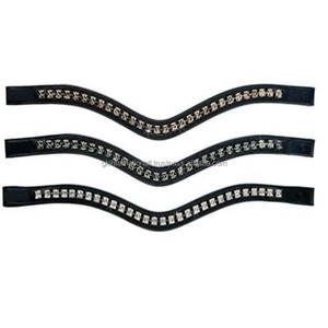 Customized Silver square Crystals Diamante Chain Inlaid Empty Channel Leather Horse Brow <b>Band</b> in All Custom Sizes Color & Shapes - Product Image 2
