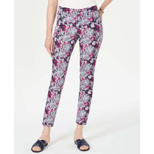 Jeans Skinny da Donna Charter Club Bristol con Stampa Floreale alla Caviglia, Taglia 10, in Denim Traspirante Blu - Product Image 1