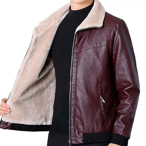 Veste en cuir véritable pour homme en cuir de vachette doux et confortable, couleur radis brun, taille plus, fermeture éclair pour homme - Product Image 4
