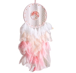 Atrapasueños colgante de pared de ratán hecho a mano para dormitorio, atrapasueños bohemio, árbol de la vida rosa, regalo para el día de la madre - Product Image 1