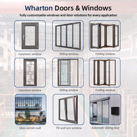 Ventana Corredera Doble de Aluminio con Rejilla Negra para Sala de Estar, Restaurante, Hotel, Villa, Cafetería, Estilo Moderno, Personalizada por Wharton Commercial