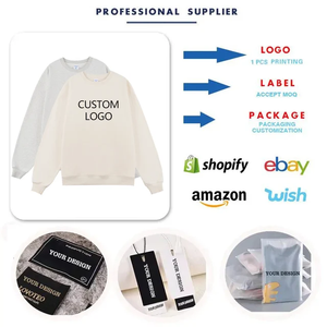 Vendedores 100% algodón Sudadera con capucha negra Peso pesado Kitted Dos tonos Cortar y coser Felpa Sudadera de cuello redondo - Product Image 6