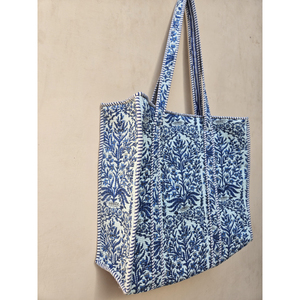 100% cotton Eco Friendly <b>Floral</b> Lightweight <b>Beach</b> Shopping Bag Handmade Block Print Quilted <b>Tote</b> Bag with Handy Inside Pocket - Product Image 6