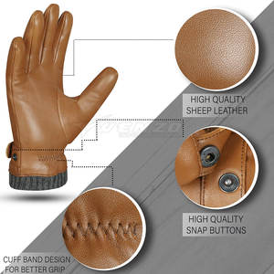 ถุงมือขับรถหนังฤดูหนาวโลโก้สั่งทำ คุณภาพสูง ระบายอากาศได้ดี รองรับหน้าจอสัมผัส สายรัดข้อมือปรับได้ แฟชั่นทันสมัย - Product Image 6