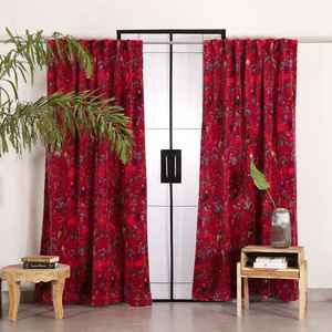 À la main Rose Pêche Oiseau Imprimer Velours Coton Vintage Rideaux Blackout Fenêtre Suspendus pour La Maison Chambre Décor Usine À Faible Coût - Product Image 3