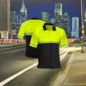 Camiseta Polo de Trabajo Unisex de Manga Corta de Poliéster Fluorescente de Alta Visibilidad con Cinta Reflectante para Construcción, Ropa de Trabajo Birlag Sports - Product Image 2