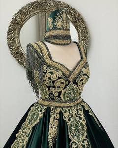 Vestido de Novia Turco de Satén Premium, Largo hasta el Suelo, Elegante, Transpirable, Antiarrugas, con Estampado Floral Natural, Cuello Alto, para Fiesta - Product Image 2