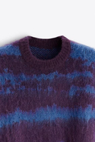 Herren Damen Gemütlicher Warmer Jacquard-Strick Pullover Weicher Mohair-Sweater mit Langen Ärmeln Atmungsaktive Winter-Streetwear Vorderes Logo