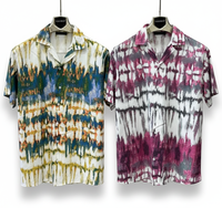 Camisa Moderna de Manga Corta para Hombre, Corte Relajado, Tela Satinada, Transpirable, Elegante, Informal de Verano, Cuello en V, Teñido, Anti-UV