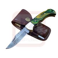 Poignée en résine verte acier garde Camping chasse couteaux de survie fait à la main damas couteau à lame fixe