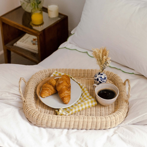 Bandeja de ratán ecológica, soporte de pastel de ratán hecho a mano, bandeja redonda para exhibición de frutas, bandeja decorativa para el hogar y el restaurante - Product Image 4