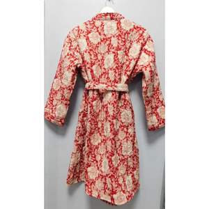 Kimono en coton rouge matelassé à imprimé Floral, magnifique peignoir de mariée, vêtements de nuit, robe de chambre, 100% - Product Image 5