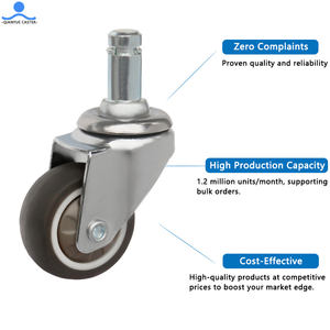 Rueda pequeña TPR de 1 pulgada, soporte cromado, placa superior giratoria con freno total, rueda giratoria para muebles de Servicio Ligero - Product Image 5