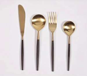 Juego de cubiertos con mango de resina y PVD Dorado de la mejor calidad, juego de cubiertos con mango de diseño especial para Hotel, restaurante, juego de cocina de regalo para el hogar - Product Image 1
