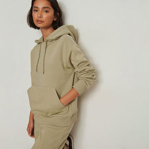 Sweat à capuche pour femme OEM personnalisé à épaules tombantes plaine 100% coton pull sweat décontracté Streetwear coupe ample sweats à capuche pour femme - Product Image 1
