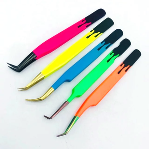 Pinzas de pestañas con punta de fibra de etiqueta privada, pinzas de extensión de pestañas con volumen de punta de fibra con logotipo personalizado - Product Image 2