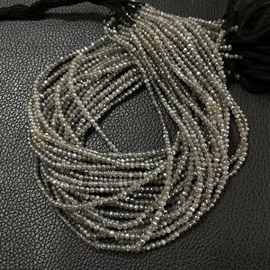 Cuentas facetadas de forma de Rondelle de labradorita recubierta, venta al por mayor, cuentas Flash multicolor de arcoíris negro - Product Image 2