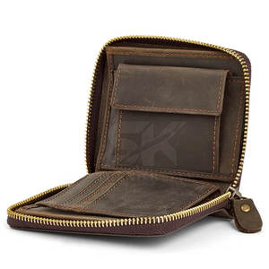 Portefeuille en cuir personnalisé avec logo, design multi-cartes plié, fermeture éclair intégrale, haute qualité, personnalisable - Product Image 5