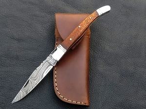 Cuchillo de Caza Plegable de Acero de Damasco Premium con Bloqueo Trasero, Venta al por Mayor OEM, Cuchillo de Coleccionista EDC Afilado como una Navaja, 58HRC, 3 Años de Garantía - Product Image 2