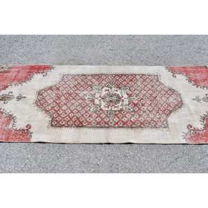 Vintage 29X92 pies Rojo Blanco Alfombra turca Área grande Lana Seagrass Patrón abstracto Patchwork Rectángulo Pasillo Diseño 10mm Látex - Product Image 4