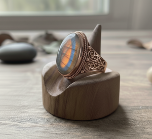 Rudra Gems Fabriqué à la Main Plaqué Or Rose Labradorite Pierre Précieuse Bague Lunette Réglage Pierre Naturelle Design Tendance Unisexe - Product Image 6