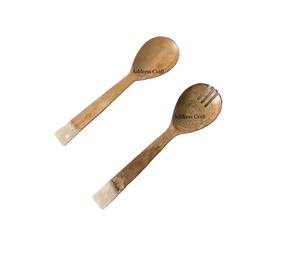 Herramienta para ensalada de madera maciza Spinner para verduras Madera de mango natural y cuchara para ensalada de resina Juego de tenedor Servidor de ensalada a precio mayorista - Product Image 1