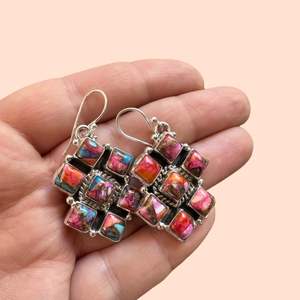 Navajo Pink Dream Mohave & Sterling Pendientes colgantes Joyería Bohemia Top Piedra rara Regalo de aniversario - Product Image 2