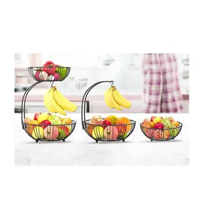 ตะกร้าใส่ผักสองชั้นแบบพรีเมียม ตะกร้าเก็บผลไม้ลวดโลหะ สำหรับจัดระเบียบห้องครัวและวางโชว์บนเคาน์เตอร์ - Product Image 6