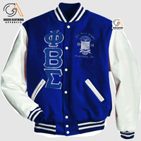 Veste universitaire décontractée pour homme, style streetwear grec d'hiver, broderie personnalisée, motif de lettres vintage, respirante, Phi Beta Sigma Fraternity