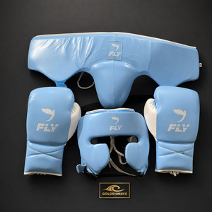 Brand New Professional Fly Leather Boxing Gloves Head <b>Groin</b> <b>Protector</b> Set Breathable Durable Eco-Friendly Custom Brand Green - Product Image 4