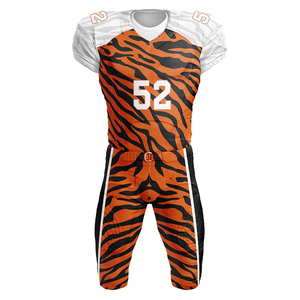 Ensemble d'uniformes de football américain 100% polyester, vêtements de sport respirants, manches courtes, grande taille, été, personnalisable, uniforme OEM - Product Image 4