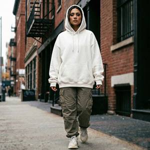 High Quality Eco-Friendly Breathable Vintage Wash Streetwear <b>Hoodie</b> Women Y2K <b>Aesthetic</b> Customizable Back Design White Front - Product Image 2