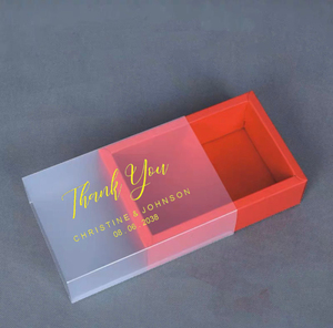Scatola con Cassetto in PVC Semi-Trasparente Opaco con Logo Personalizzato a Stampa a Caldo per Confezioni Regalo di Matrimoni e Feste - Product Image 5