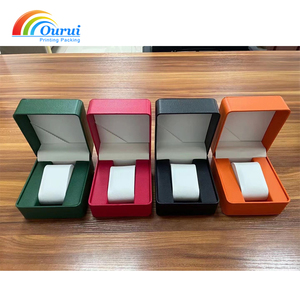 Caixa de Presente de Luxo para Relógio Masculino com Cantos Arredondados, Logotipo Personalizado, 4 Cores, Estojo de Couro para Relógio de Quartzo - Product Image 1