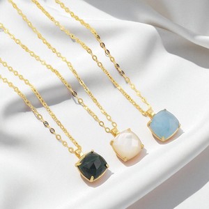 Forme de coussin en argent sterling Amazonite Gemstone Prong Set Charm Pendant 18 Inch Chain Necklace Jewelry - Product Image 5