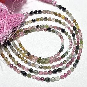 Piedras Preciosas Naturales de Turmalina Multicolor, Cuentas Facetadas en Forma de Gota, Briolette, Lágrimas, 8 Pulgadas, 3x4-4.5x6MM, ASP GEMS, para Joyería - Product Image 1