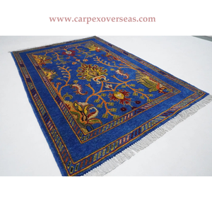 Último diseño de estilo floral afgano alfombra azul hecha a mano para el hogar sala de estar tamaño personalizado - Product Image 2