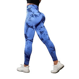 Collants de fitness taille moyenne respirants pour femmes avec logo personnalisé pantalon de yoga sans couture motif solide leggings de yoga tie dye pour femmes - Product Image 4