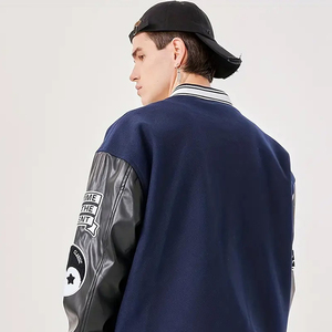New Design <b>Men</b> Winter Varsity <b>Jacket</b> Plush Stand Collar Loose Fit <b>Letter</b> Pattern Chenille Embroidery High Street Wear - Product Image 2