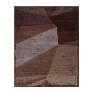 พรมขนสัตว์และไหมถักมือของคาวี สีเบจและสีน้ำตาล ลายแบบนามธรรม สำหรับห้องนั่งเล่นที่บ้าน รุ่น 3D Ebsk-375 - Product Image 1