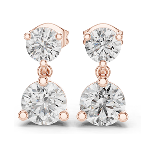Boucles d'oreilles pendantes ethniques en or 10KT/14KT/18KT (or rose/jaune/blanc) avec diamant de laboratoire Kesari Diam 3 carats taille brillant, sans conflit - Product Image 3