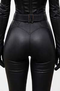 Body moldeador de cuero charol negro de manga larga, estilo corsé, con cuello alto y ajuste ceñido, para uso casual o cosplay - Product Image 3