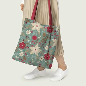 Sacs fourre-tout en toile de coton à motif floral printanier avec fermeture éclair - Product Image 4