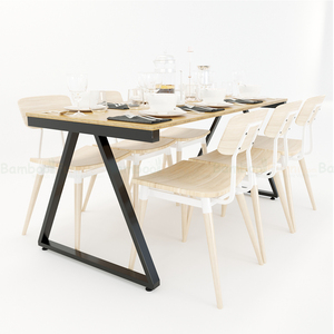 BFBA015-160x80cm Industrial Style Bamboo Wood <b>Dining</b> <b>Table</b> with Iron Legs Rectangular Shape for Home Office or Living Room Use - Product Image 3